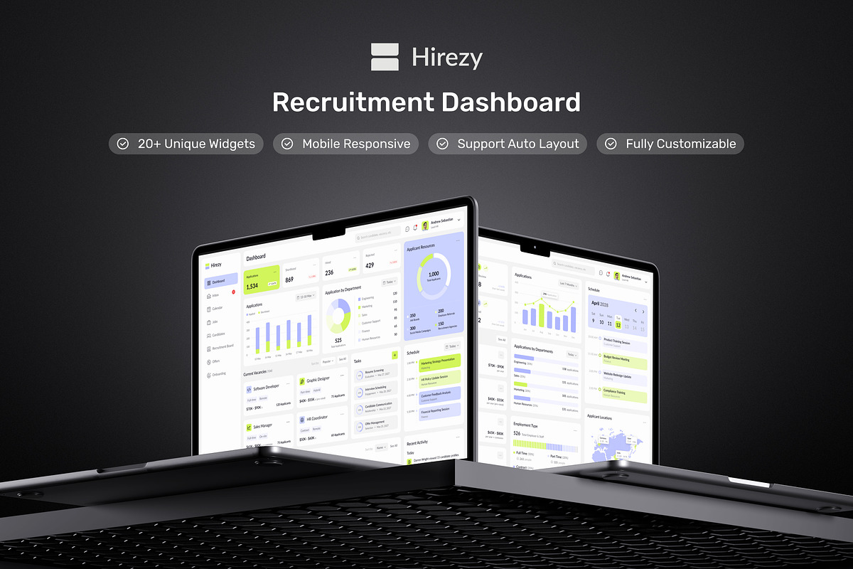 Hirezy - Recruitment Dashboard, an UI Kit Template by peterdraw (Photo 1 of 7)