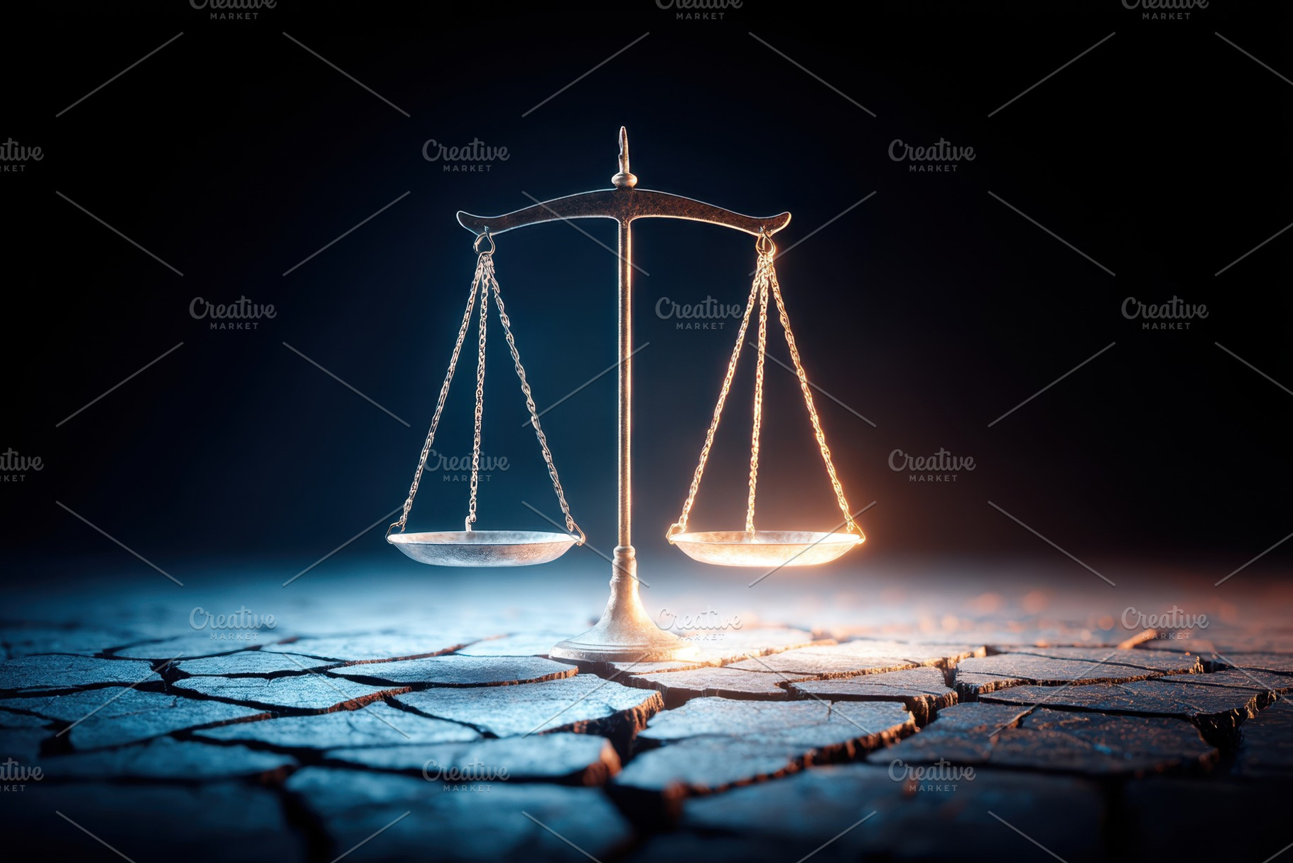 Scales of justice on cracked ground, an Abstract Photo by AlyaAnd