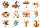 Hello Fall Toile De Jouy Clipart, an Illustration by Design Market (Thumbnail 2 of 3)