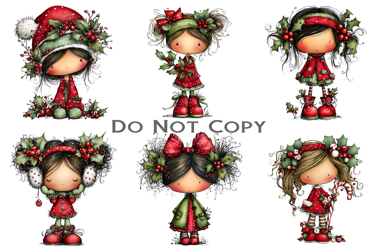 Cute Holly Girl Clipart, an Illustration by Craft Nest (Photo 8 of 8)