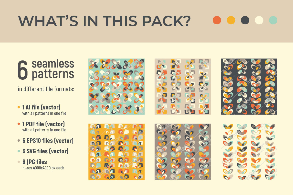 RETRO SEASONS pattern pack, a Pattern Graphic by Slanapotam