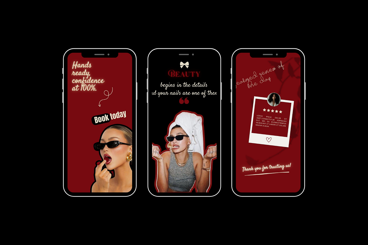 Nail Salon 80s Social Media Pack, a Social Media Template by Prodesign (Photo 3 of 4)