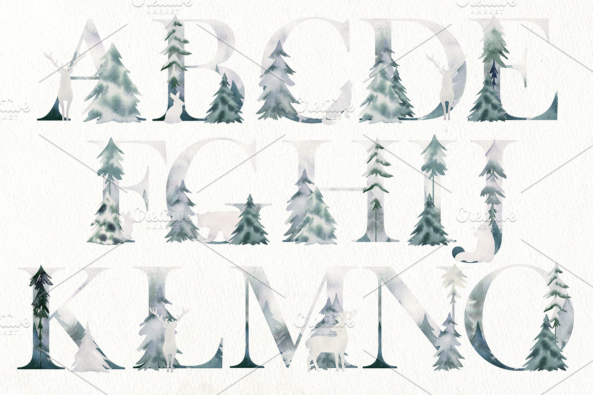 Watercolor winter forest., a Decorative Illustration by TaPilipa (Photo 2 of 9)