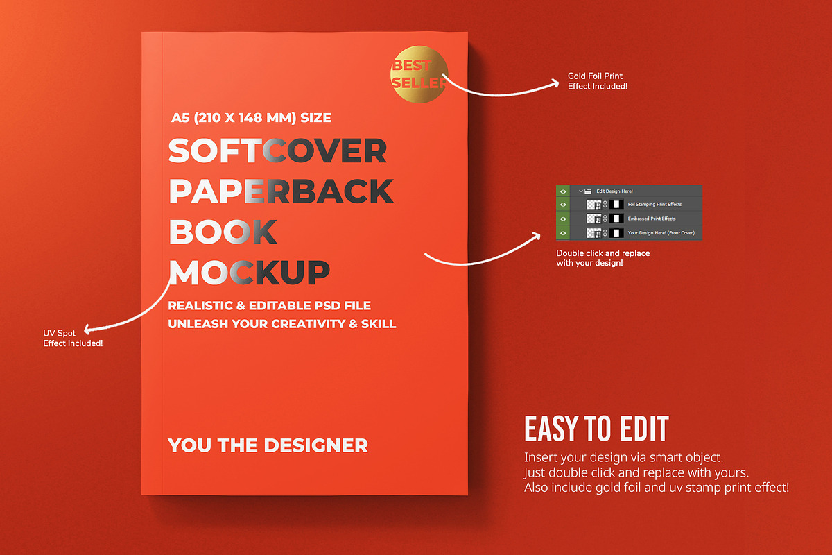 Softcover A5 Book PSD Mockup Set, a Mockup by Remnand Studio (Photo 3 of 10)