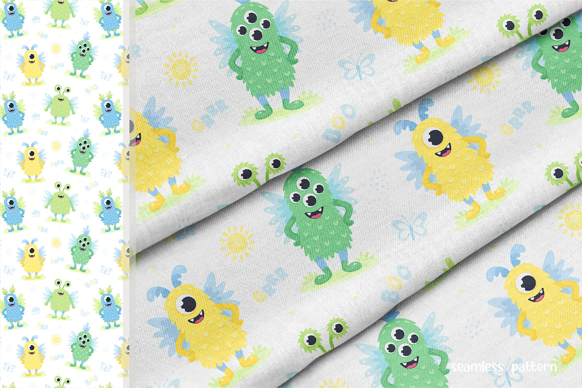 Cute Monsters, a Texture Illustration by LartGraphics (Photo 7 of 13)