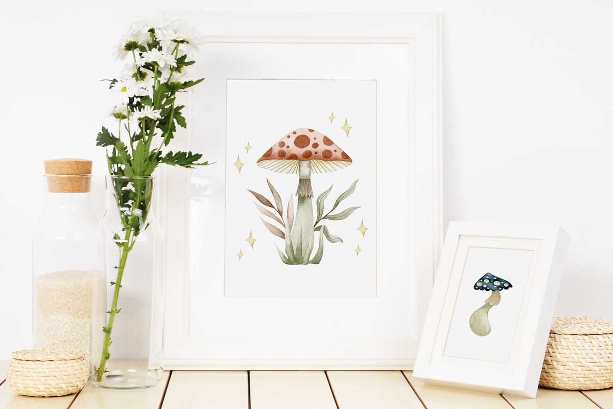 Watercolor mushrooms collection., a Decorative Illustration by Kira Konoshenko (Photo 5 of 12)