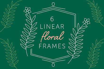 6 Linear Floral Frames