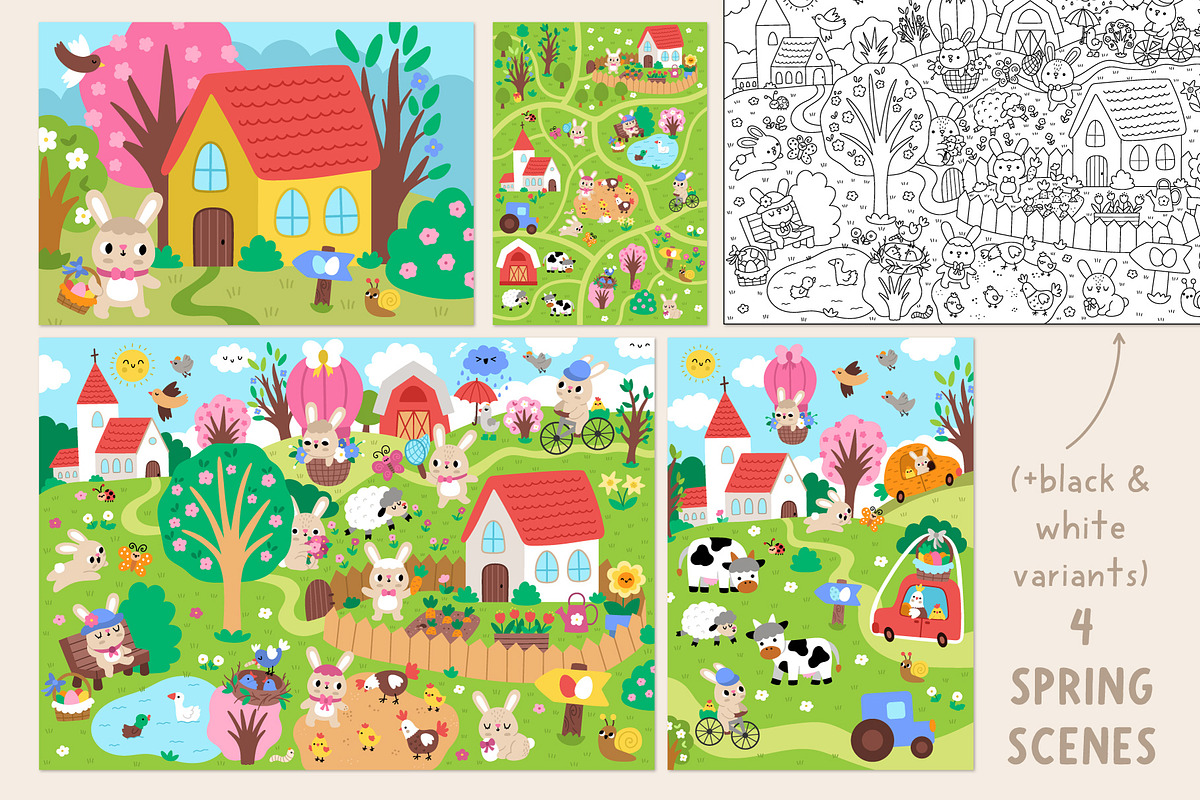 Easter village clipart and designs, a Seasonal Illustration by Lexi Claus (Photo 4 of 8)