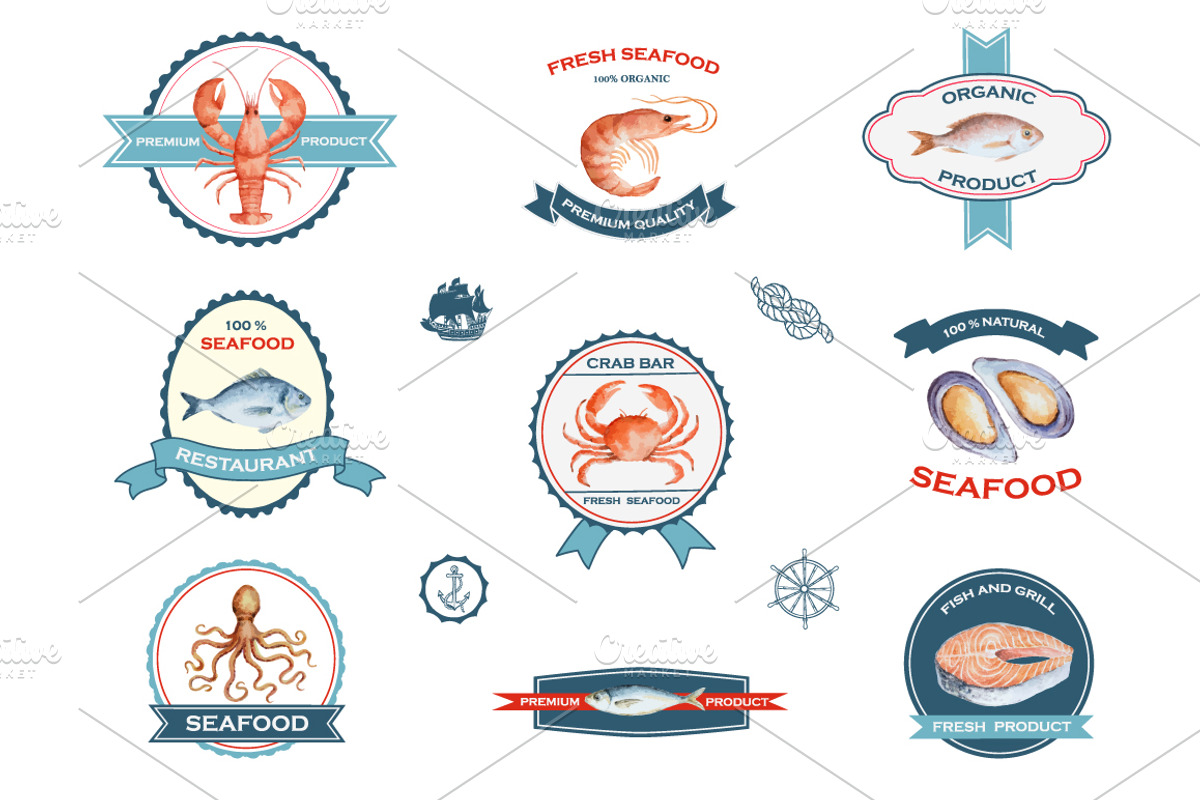 Seafood collection., a Graphic by Elena Medvedeva (Photo 3 of 5)