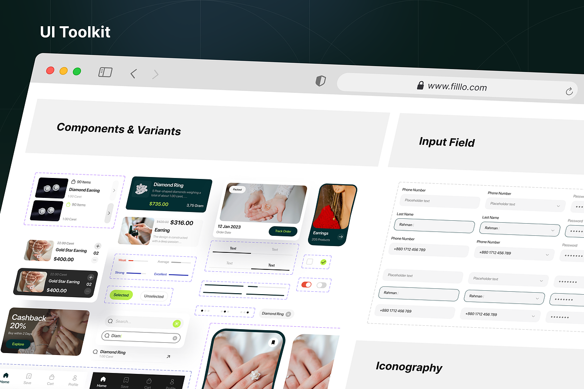 Filllo - Jewellery Shop App UI Kit, an UI Kit Template by floxui (Photo 6 of 8)