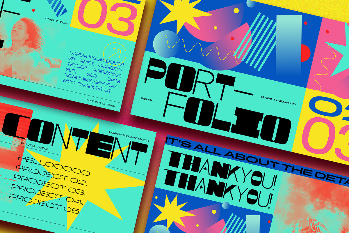 Colourful Portfolio Layout Geometric, a Design Template by wavebreak ...