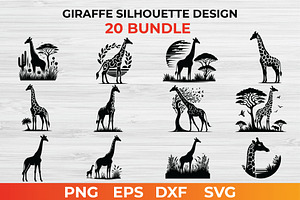 Giraffe Silhouette Design bundle, an Animal Illustration by bossdesigner