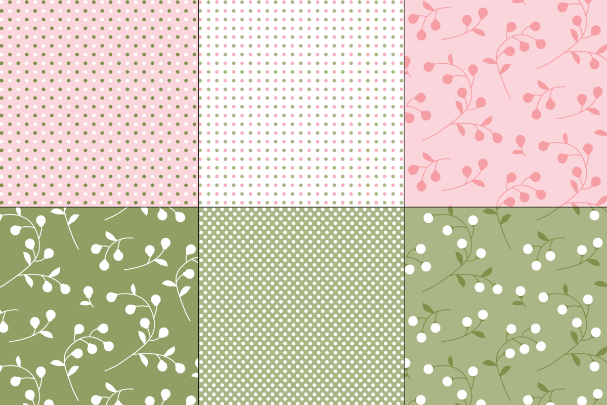 Seamless Pink Retro Florals & Dots preview 5
