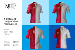 Raglan Sleeve Poloshirt Mockup Set