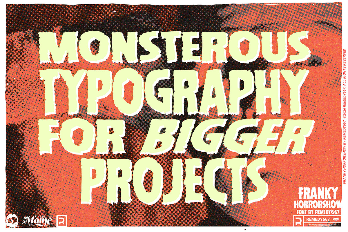 Franky Horrorshow - Monster Font, a Sans Serif Font by Remedy667 (Photo 5 of 10)