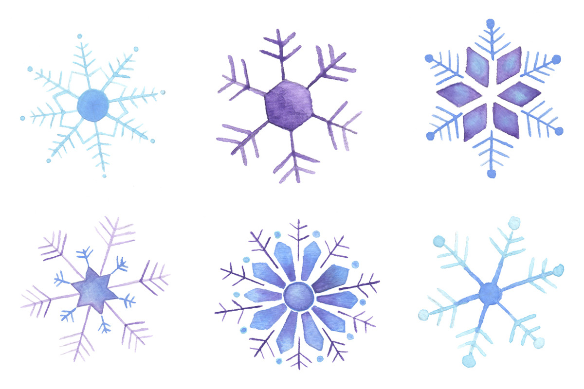 Watercolor Snowflake Pack, an Illustration by Katie Sinclair (Photo 2 of 2)