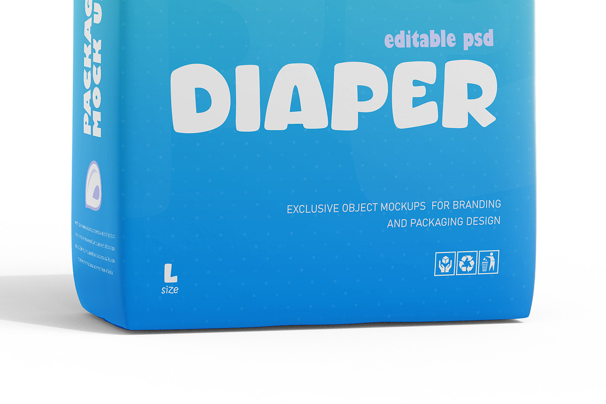 Diaper Packaging PSD Mockup, a Packaging Mockup by Ram Studio LLC (Photo 4 of 8)