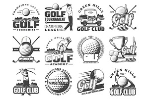 Golf sport game vector icons, a Person Illustration by Vector Tradition