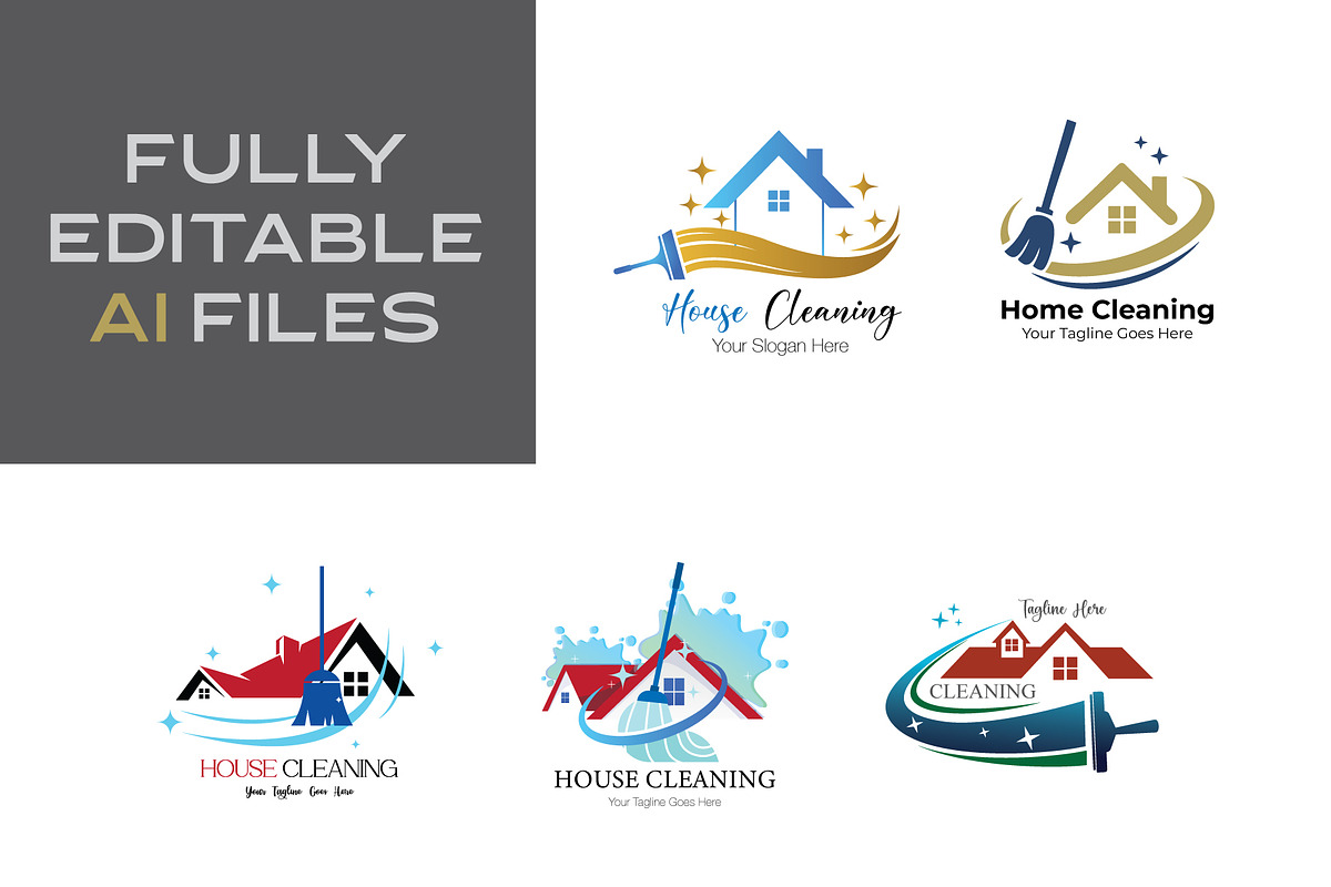 Cleaning Service Logo Collection, a Branding & Logo Template by YUDesignStore (Photo 2 of 12)