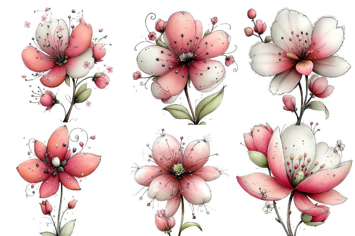 whimsical spring orchid flower clipa, an Illustration by Designworld (Photo 3 of 4)