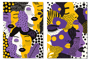 Yellow And Purple Faces Patterns