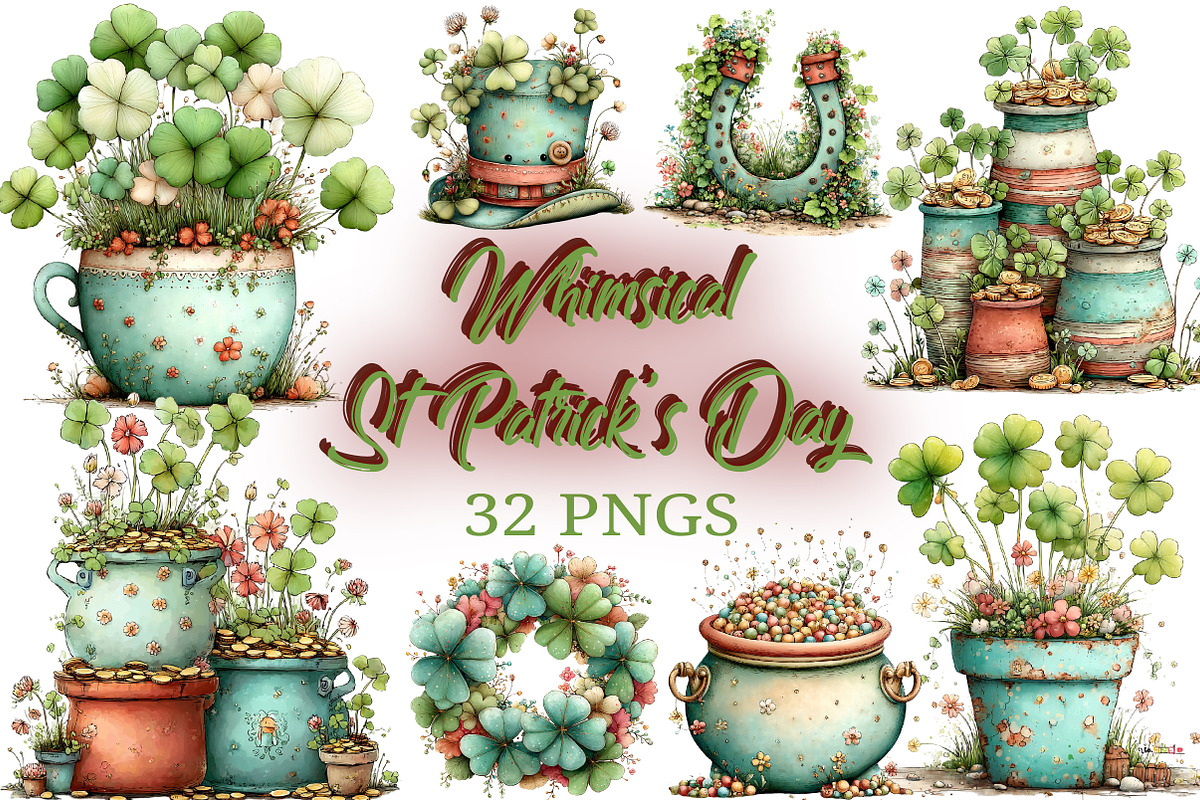 Whimsical St Patrick's Day Clipart, an Illustration by Craft Nest (Photo 1 of 11)
