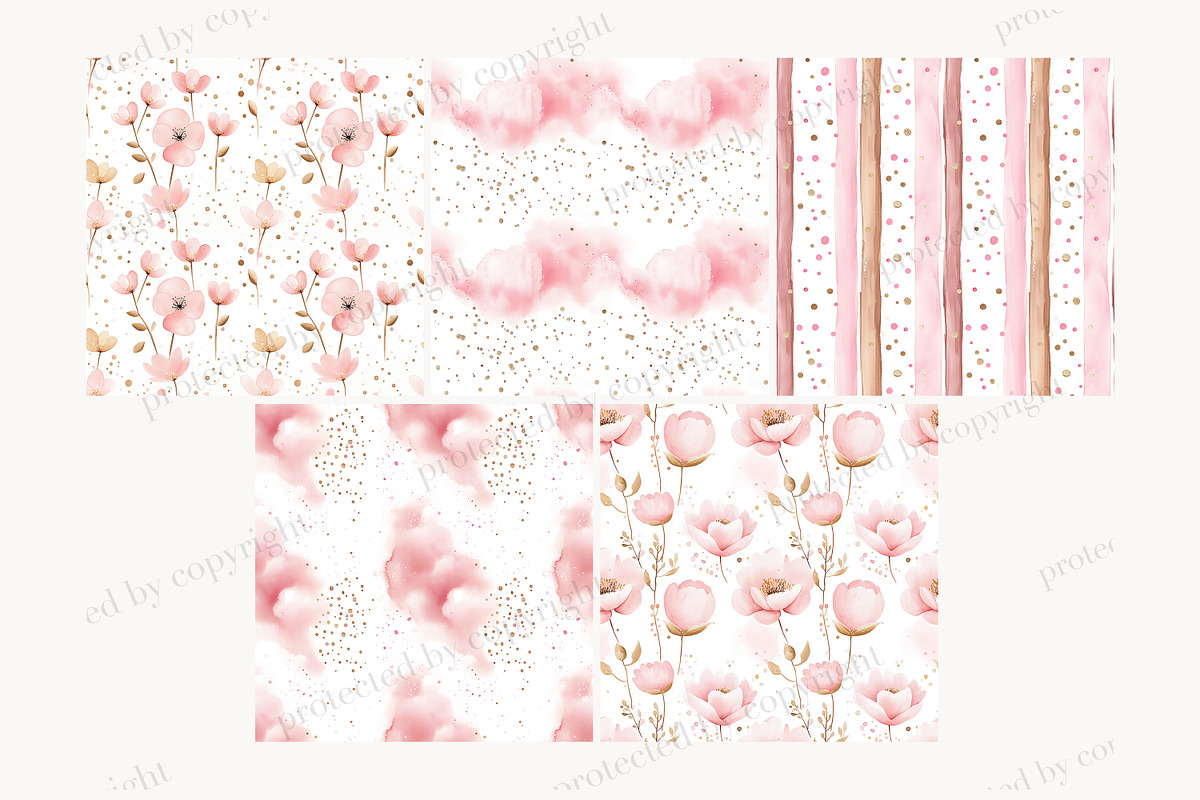 Ballerina Papers | Rose Gold Pattern, a Pattern Graphic by GlamArtZhanna (Photo 7 of 8)