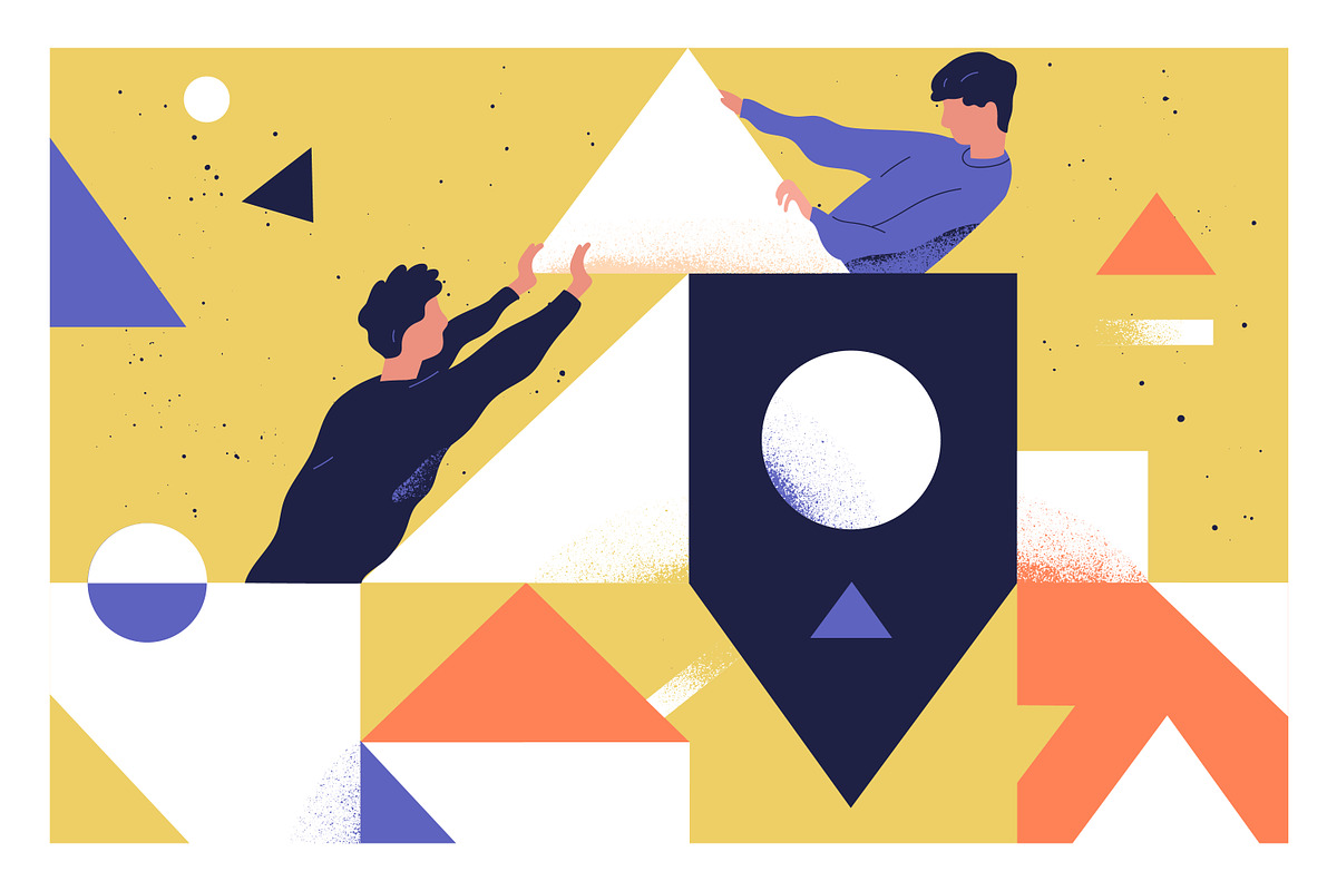 People and geometrical shapes, a Decorative Illustration by Good Studio