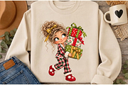 Christmas Pajama Girl Clipart Bundle, a Person Illustration by Ink Gallery (Thumbnail 8 of 13)