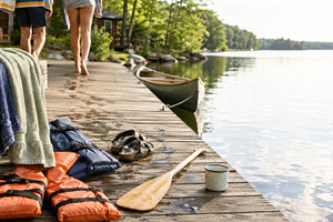 Lakehouse aesthetic with dock view,, a Photo by Dvoevnore photos