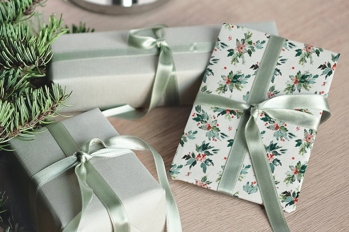 Christmas Watercolour Set | 90 PNG, a Card Template by Karma (Photo 4 of 12)