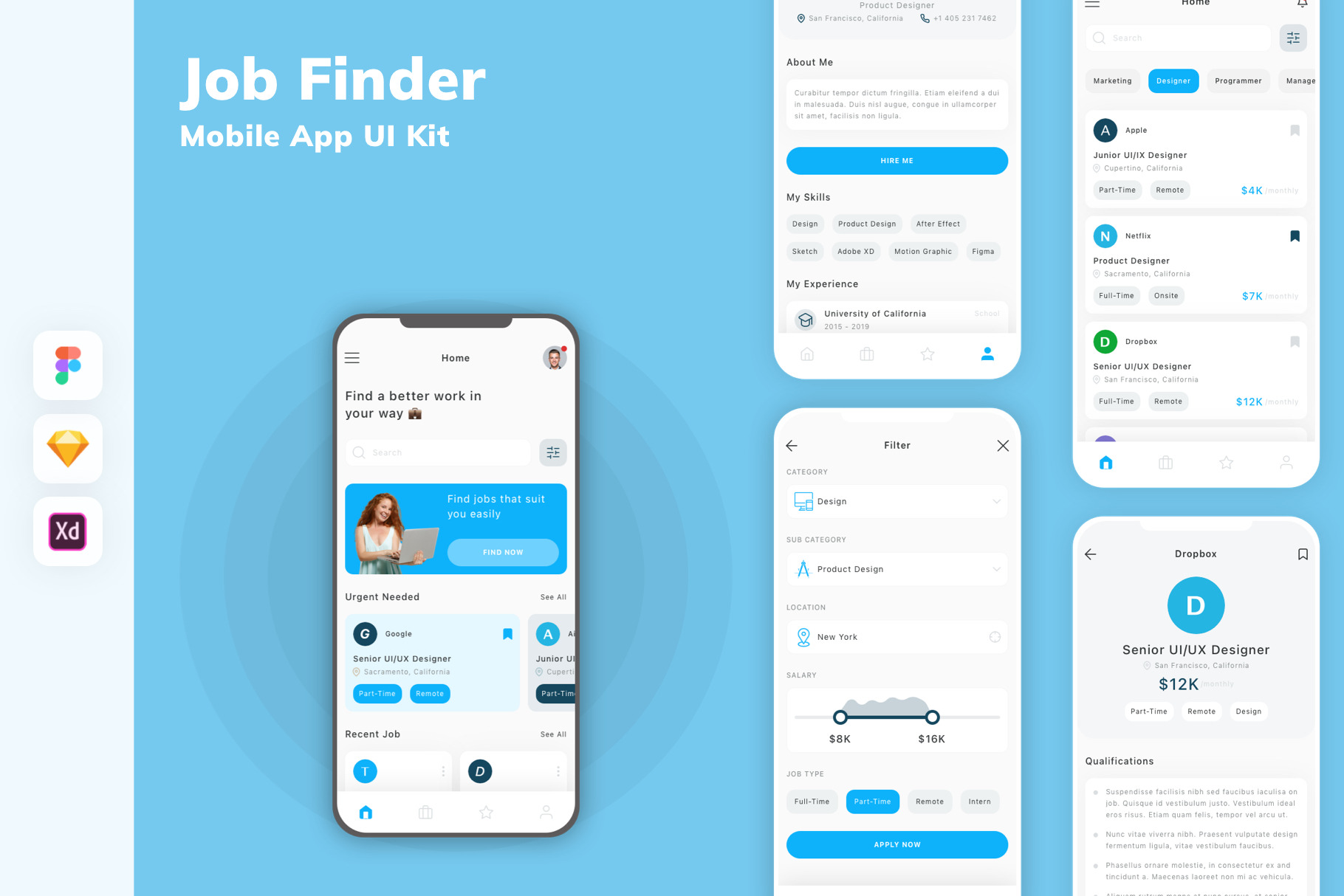 Job Finder Mobile App UI Kit, an UI Kit Template by uicube