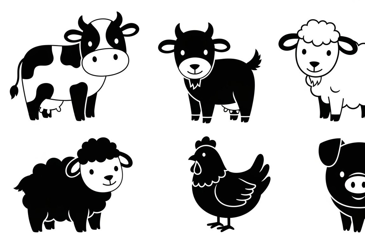 Cute Farm Animal Silhouette Bundle, an Illustration by hafijul (Photo 30 of 51)