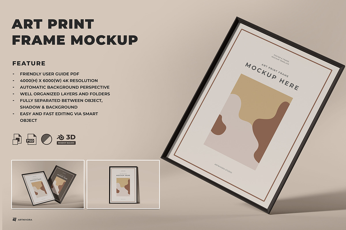Art Print Frame Mockup, an Advertising Mockup by Artnivora.Std (Photo 1 of 4)
