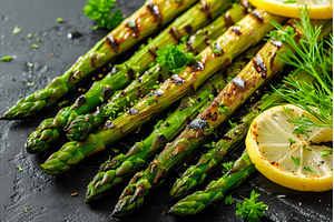 Grilled asparagus with lemon and, a Food & Drink Photo by Lermont51