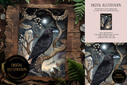 Crystal Raven Esoteric Illustration, an Animal Illustration by The Dutch Lady Designs (Thumbnail 1 of 4)