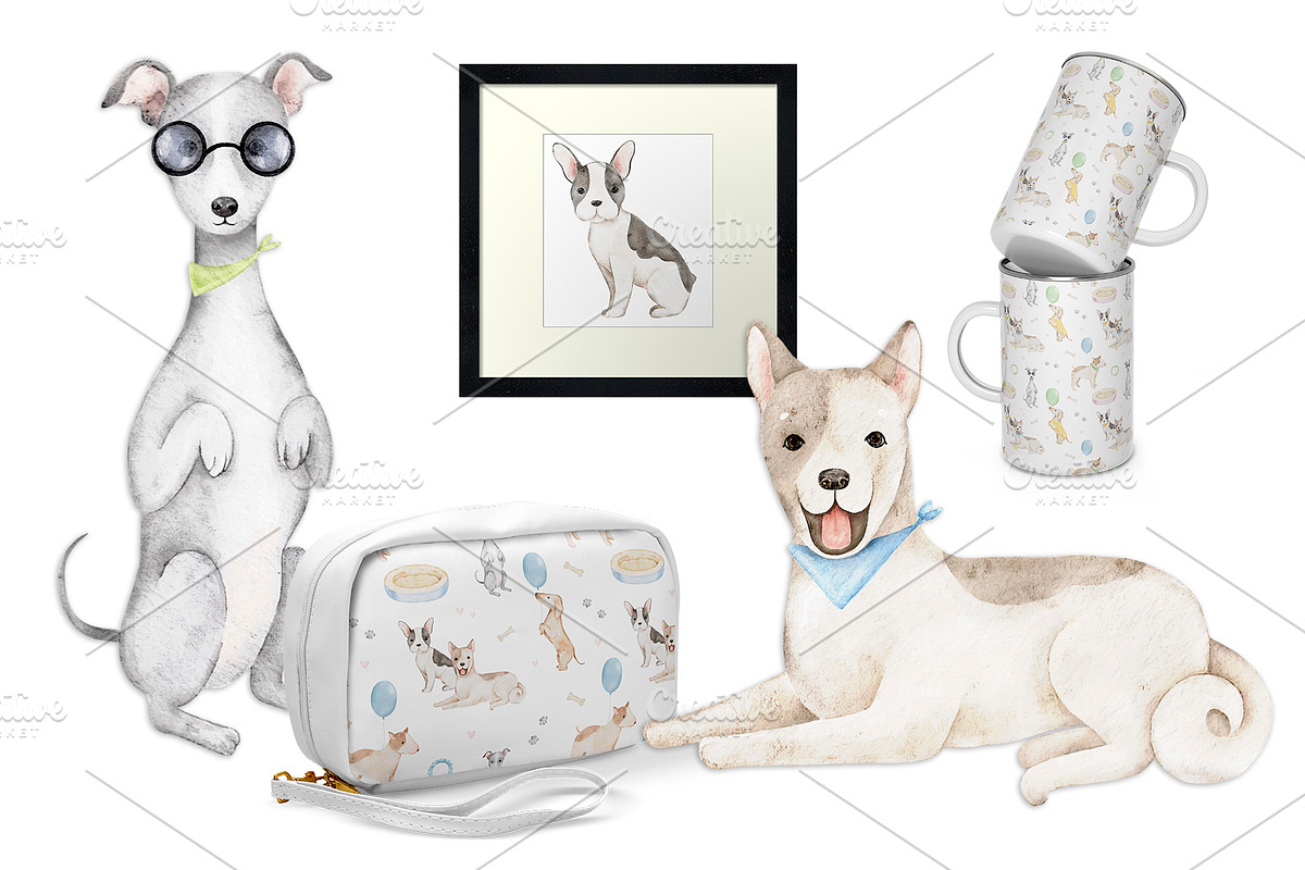 Paws and Puppies watercolor clipart, an Animal Illustration by Eves_Aquadreams (Photo 8 of 8)