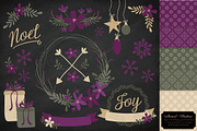 Plum Christmas Wreath Vectors, an Illustration by Amanda Ilkov (Thumbnail 2 of 5)