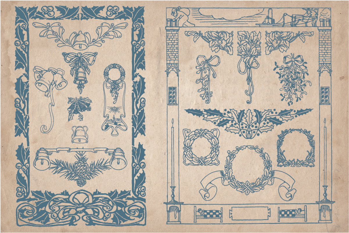 70 Vintage Christmas Illustrations, a Seasonal Illustration by Mr Vintage (Photo 2 of 9)