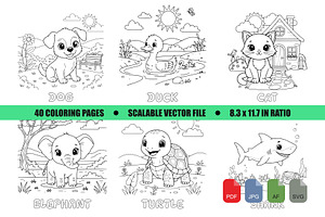 Cute Animals Coloring Pages for Kid, an Animal Illustration by Ted-sign
