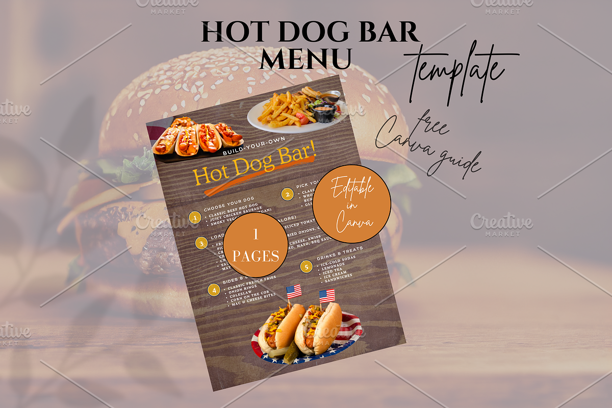 HOT DOG BAR MENU TEMPLATE, a Marketing Template by Daring Digies (Photo 1 of 4)
