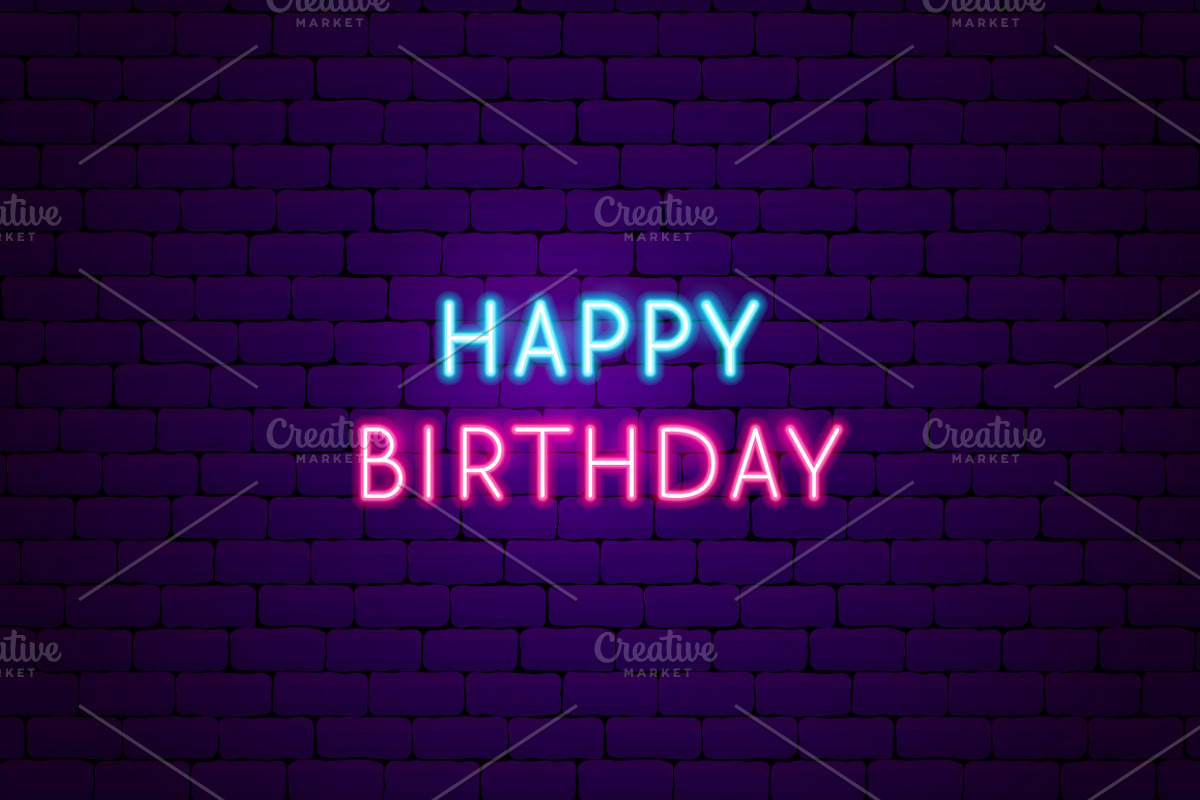 Happy Birthday Vector Neon Icons, an Outline Icon by Anna_leni (Photo 8 of 8)