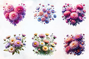 Aster Flower Watercolor Cliparts, an Illustration by RobertsArt (Thumbnail 4 of 8)