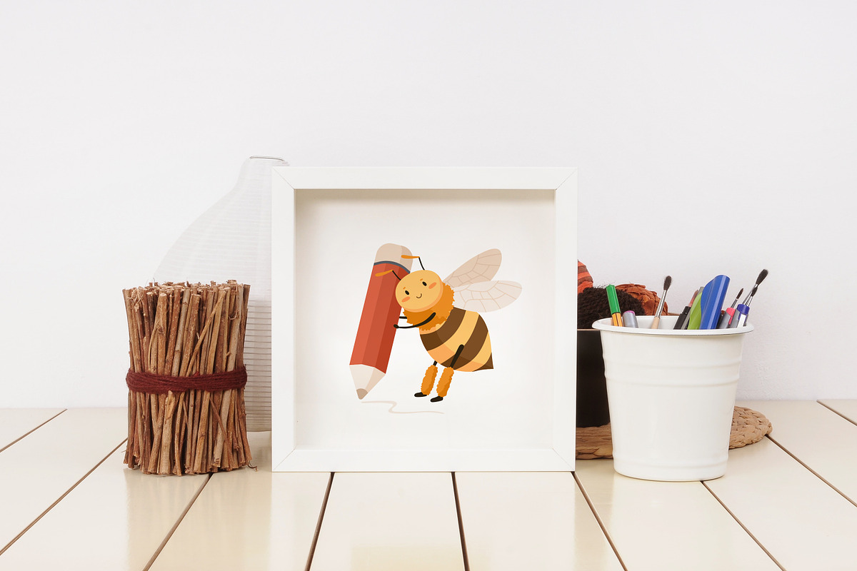 Cute bee, childish cartoon set, an Animal Illustration by Good Studio (Photo 6 of 6)