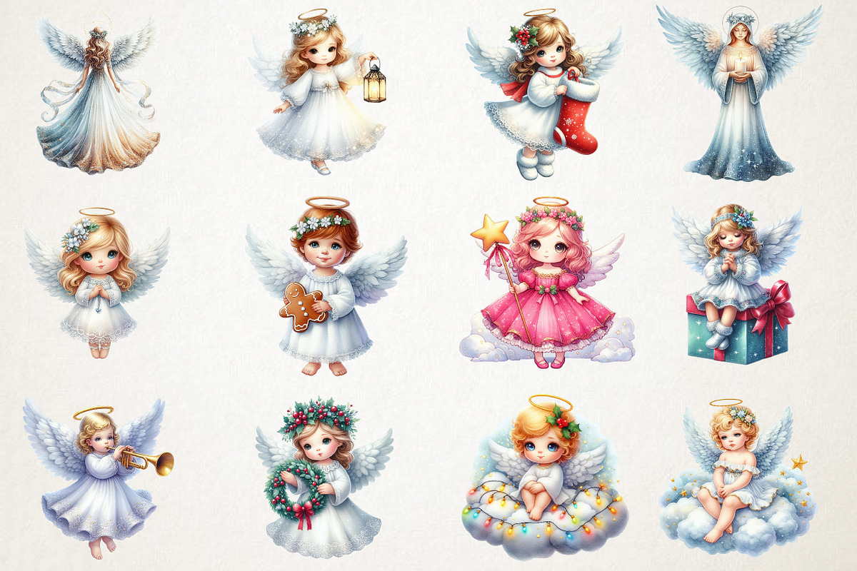 Sweet Angel Christmas Watercolor Png, an Illustration by RobertsArt (Photo 5 of 5)