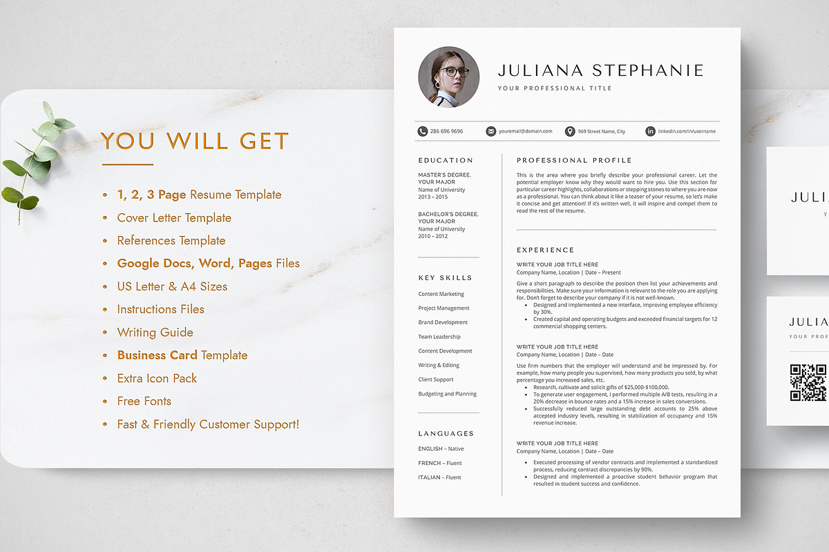 Modern Resume Template with picture, a Resume Template by TheStandOutResume (Photo 10 of 10)