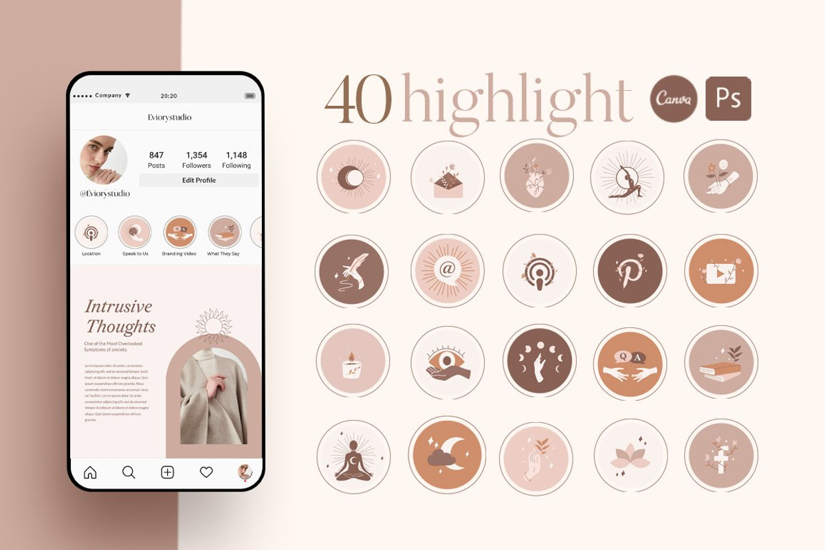 Wellness Instagram Creator CANVA PS, a Social Media Template by Eviory (Photo 4 of 48)