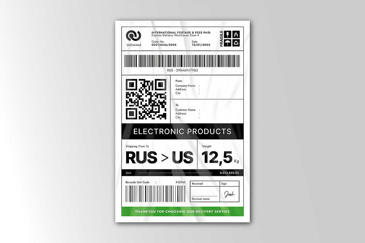Shipping Fragile Barcode Label, a Print Template by Siska Arista (Photo 2 of 3)