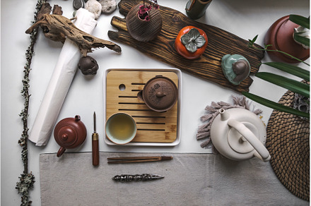 A Serene Tea Setup featuring Pottery, an Arts & Entertainment Photo by Media Whale Stock