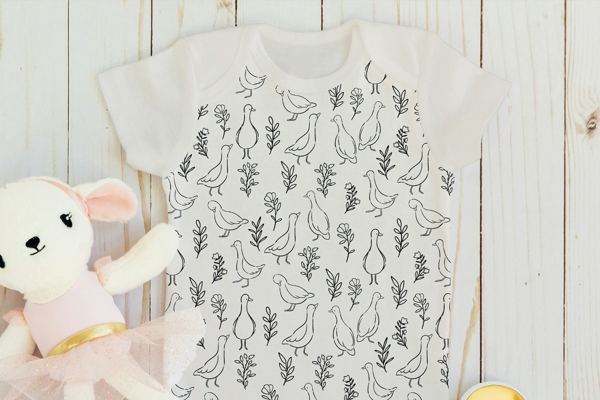 Line Art Cute Geese & Florals, an Animal Illustration by Jenteva Art (Photo 12 of 16)